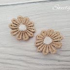 作品【受注製作品】No.55 ハンドメイド 2個セット ベージュホワイトフラワーヘアクリップ ベビーキッズ