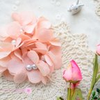 作品☆パステルカラー☆アンティーク着物のお花とパールがいっぱいシュシュ【桜色】