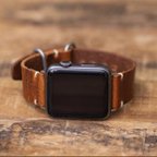 作品Apple Watch 用 イタリアンレザー ブラウン 革ベルト 腕時計  series 7 対応