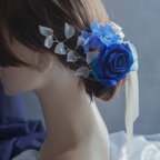 作品【薔薇・紫陽花・リボン髪飾り】*薔薇の葉追加ページ*【ディップアート】