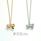 作品リボンネックレスsilver  or  gold【再再再再販】