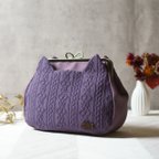 作品【受注製作】古代紫 猫のあおりがま口バッグ
