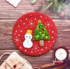 作品フェルト刺繍のクリスマスコースター