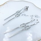 作品SWAROVSKI クリスタルマーキス×シルバーチェーン　ピアス/イヤリング