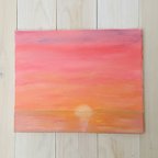 作品海に溶ける夕陽　sunset 原画　アクリル画　海の絵