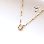 作品Mini Horse Shoe Cz Charm Gold Necklace