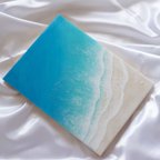 作品穏やかな海　海のアートパネル　(小さな海シリーズ)F4 レジンアート　石垣島の珊瑚砂　