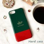 作品クリスマスカラー＊コーヒーチェリー柄＊iPhone/Android ハードケース〖受注製作〗　側表面印刷スマホケース