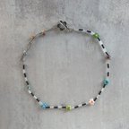 作品monotone × colorful flower chain choker