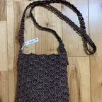 作品ヘンプヤーンの松編みショルダーバック