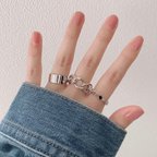 作品【Lulu Mina】stone chain ring[silverblack]