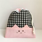 作品【再販✳︎レースのガーリーねこちゃん巾着】