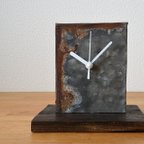 作品古材とブリキ シンプル置き時計