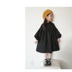 作品ぷっくり袖のワンピース　黒　シンプル　フォーマル　キッズ　子供服