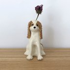 作品犬の一輪挿し（キャバリア）一点もの