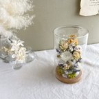作品お花を閉じ込めたガラスドーム（ナチュラル）ボトルフラワー　結婚祝い　引越し祝い　ギフト　結婚祝い　母の日