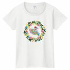 作品２匹の子ネコとお花のＴシャツ（レディースサイズ）