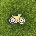 作品イエロー 黄色 自転車 アイロンワッペン 刺繍ワッペン 1枚