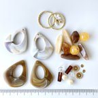 作品*1点限定* /ビーズ アソート/ ハンドメイド パーツ ビーズ アクリル ドロップ 大ぶり 大理石風 ベージュ ブラウン系 a-90