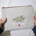 作品クリスマスオーナメント刺繍のポーチ