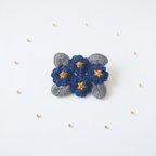 作品［新作・受注制作］プリムラの刺繍ブローチ（navy）