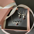 作品set{ガーネットset}しずくsilverネックレス&ピアス