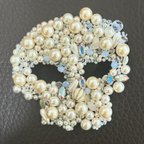 作品がい骨　スカル　ブローチ　ビーズ刺繍　アクセサリー　スワロフスキー