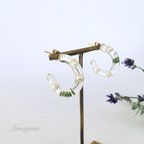 作品淡水パールとグリーンのフープ  pierce♡earring