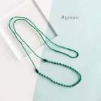 作品エメラルド グリーン KABURU 留め具のない かぶるタイプのガラスビーズネックレス 緑 80