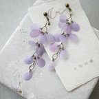 作品和紙の花 「大和の藤」イヤリング／ピアス 　藤色　パープル