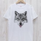 作品【サンプルSALE・1点限り（90サイズ）キッズサイズ】ronronWOLF Tee　Beh（ホワイト） / R022-T-WH