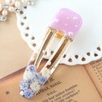 作品💜かすみ草のヘアクリップ／くすみラベンダー♡パープル♡紫♡レジン♡ヘアピン