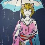 作品切り絵イラスト「天気雨」