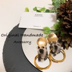 作品ゴールド×ANIMALレザーピアス