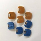 作品【SALE】 ボタン レトロ スクエア 四角 オレンジ ブルー 15mm 8個セット cg-029
