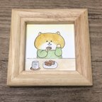 作品ミニ原画「羊羹食べる柴犬」