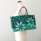 作品横長トート キルティングBAG　～ African Green ～