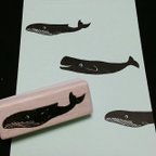 作品(シロナガス)クジラ 消しゴムはんこ