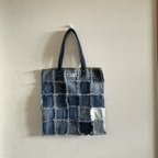 作品m435 フリンジ肩掛けbag(デニムパッチ)