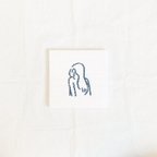 作品【ファブリックパネル】韓国　刺繍　女の子　線画　クロスステッチ