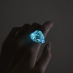 作品［洞窟の鉱石］  -夜光虫-ガラス リング  clear glass ring