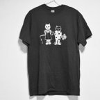 作品ネコ柄tシャツ、黒、綿100%  送料無料