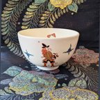 作品京薩摩　南蛮人と貿易船の抹茶茶碗
