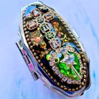 作品魔法少女 魔法のコンパクト ハートピルケース アクセサリーケース レジン 宇宙 キラキラ 星 スター ブルー 星座 ラメ ハート クロス 十字架