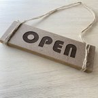 作品オープン クローズ 両面 看板 おしゃれな 木製 プレート OPEN CLOSED サイン 開店 営業中 ハンドメイド MDF板