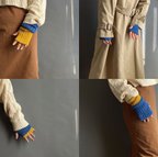 作品【手編みキット】 3Wayアームウォーマー / 3・saffran yellow×blue adriatic (glittknit-16)