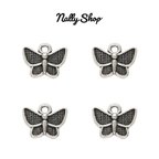 作品【10個】Mini Butterfly Charm Silver【M-445】