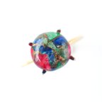 作品【アートなトルマリン D 】天然石 大粒 指輪 フリーサイズ リング SILVER925 青 ピンク 緑