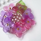 作品【受注販売】いろどり紫陽花グラデーションレジン/ブローチ/ヘアゴム