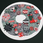 作品活版印刷クリスマスリースのカード　ペンギン入り3枚セット